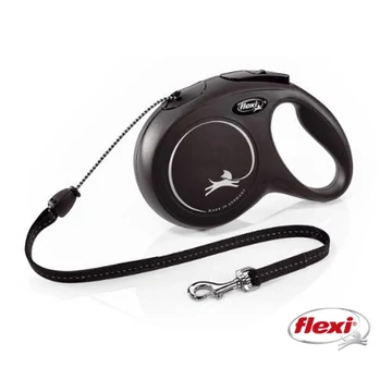 Flexi New Classic "M" (fekete) - zsinóros automata póráz (8m)