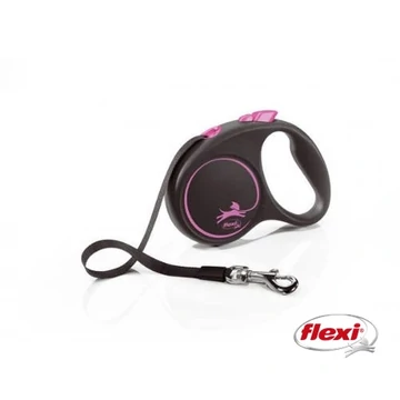Flexi Black Design &quot;S&quot; (pink) - Szalagos Automata Póráz (5m)