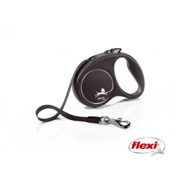 Flexi Black Design "S" (ezüst) - szalagos automata póráz (5m)