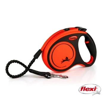 Flexi Xtreme "M" (black/orange) - Szalagos Automata Póráz (5m) Max:35kg