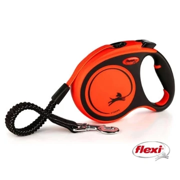 Flexi Xtreme "L" (black/orange) - Szalagos Automata Póráz (5m) Max:65kg