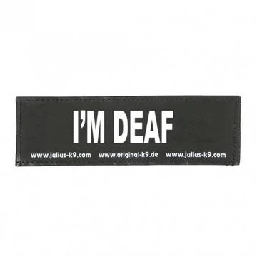 Julius K9-I'M DEAF felirat hámhoz kutyák részére (kicsi)
