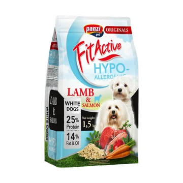 FitActive WhiteDogs Hypoallergenic Adult (bárány) száraztáp - Világos színû, felnõtt kutyák részére (1,5kg)