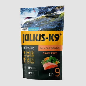 Julius K-9 Utility Dog Hypoallergenic Salmon,spinach Adult (lazac,spenót) száraztáp - Felnõtt kutyák részére (340g)