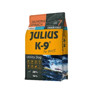 JULIUS K-9 3kg Utility Dog Hypoallergenic Salmon,spinach Adult (lazac,spenót) száraztáp - Felnõtt kutyák részére (3kg)