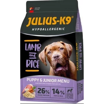 JULIUS K-9 12kg Puppy&amp;Junior Hypoallergenic (bárány,rizs) száraztáp - Ételallergiás kölyök kutyák részére