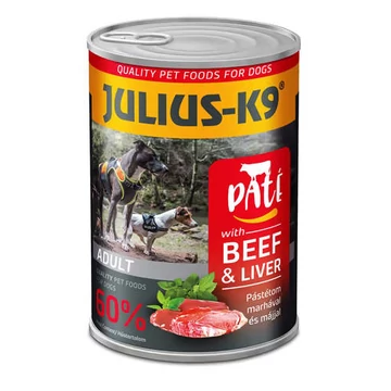 JULIUS - K9 paté beef and liver - nedveseledel (marha,máj) felnõtt kutyák részére (400g)
