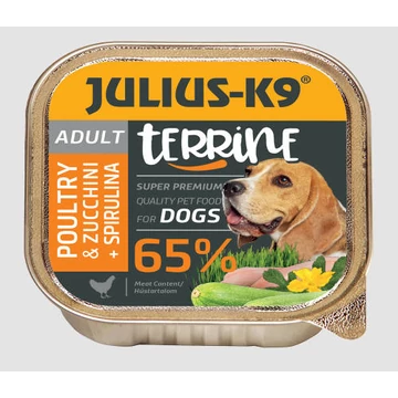 Julius-K9 Dog Terrine Adult Poultry&Zucchini, Spirulina - Nedveseledel (szárnyas,cukkini) Felnőtt Kutyák Részére (150g)