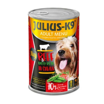 Julius-K9 Konzerv Adult - Nedveseledel (marha,borsó) Felnőtt Kutyák Részére (1240g)