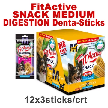 FitActive SNACK Denta-Sticks Hypoallergenic Digestion "M" - jutalomfalat (rozmaring, kurkuma) kutyák részére (12dbx150g/#) - csak kartonra