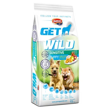 GetWild 15kg Puppy Sensitive Lamb (chicken&amp;wheat free) - Bárány (csikre és búzamentes) kölyökkutyák részére (15kg)