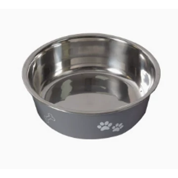 PetOasis PAWS Fémtál Tappancsmintás, 14cm Szürke