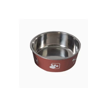 PetOasis PAWS fémtál tappancsmintás, 14cm piros