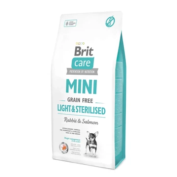 Brit Care MINI - LIGHT &amp; STERILISED NYÚL &amp; LAZAC Hipoallergén, Gabonamentes 7 Kg