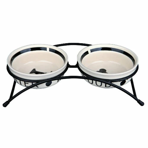 Trixie Bowl Set, Ceramic/metal - Tálkészlet (kerámia, Mintás) (2x0,25l/Ø13cm/27x7x14cm)