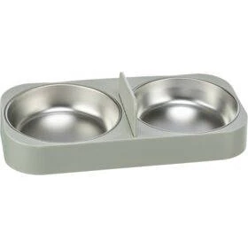 Trixie Double Bowl, Plastic/stainless Steel - Műanyag Fehér Tál Etetőautomatához, 5l/32x5x16cm
