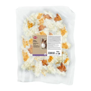 TRIXIE Szárított Szőrös Nyúlbőr Darabok -(500g)