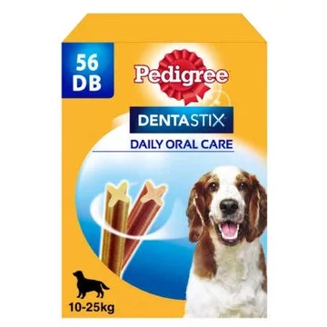 Pedigree DentaStix Medium(10-25kg) - Jutalomfalat(fogtisztító) Közepes Testű(56db/#, 7db/zacskó) 8db/180g