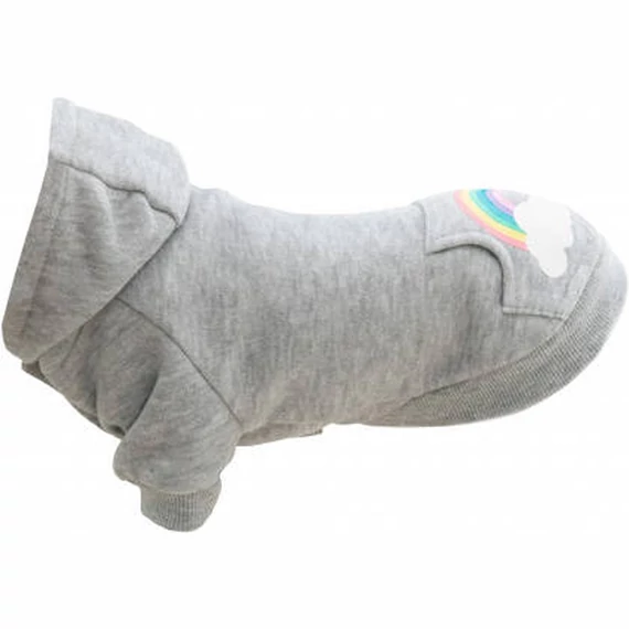 Trixie Rainbow Falls hoodie - kapucnis pulóver (szürke,mintás) kutyák részére (XXS) 21cm