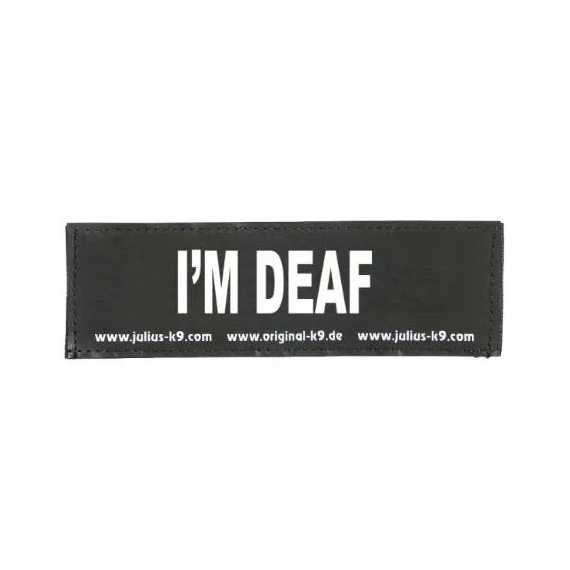 Julius K9-I'M DEAF felirat hámhoz kutyák részére (kicsi)