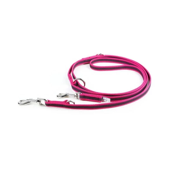Julius K-9 Color&Gray - Állítható Póráz (pink-szürke,gumis) (14mm/2,2m)
