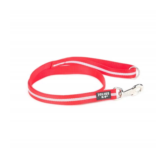 Julius-K9 IDC Póráz, Piros/csíkos, 25mm*1,2m