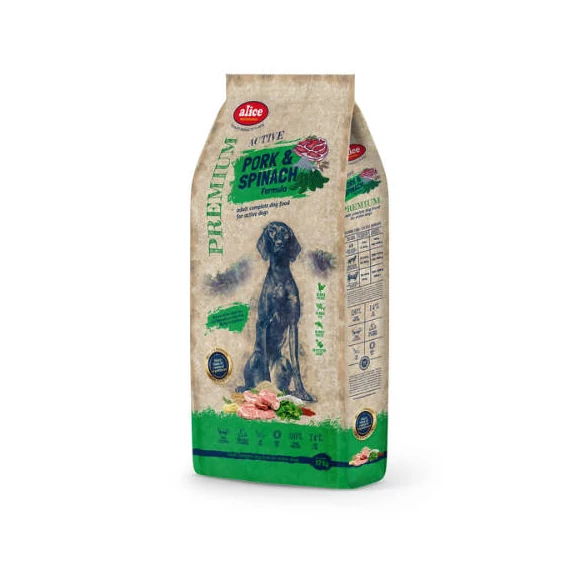 alicePROFESSIONAL 17kg Adult ACTIVE Pork&Spinach száraztáp - Felnõtt kutyák részére