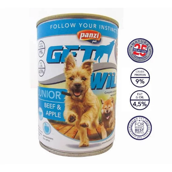 Getwild Junior (Marha,alma) konzerv - Kölyök kutyák részére (415g)