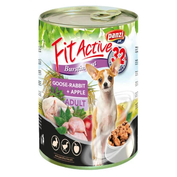 FitActive konzerv Adult - nedveseledel (liba,nyúl,alma) felnõtt kutyák részére (415g)