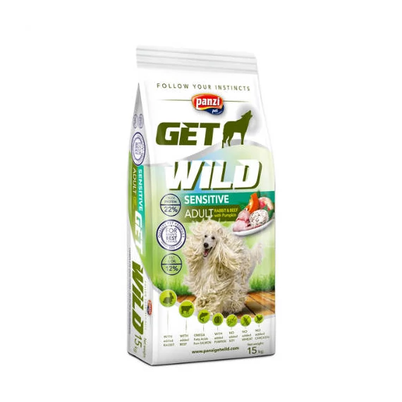 GetWild 15kg Adult Sensitive Rabbit&Beef with Pumpkin' (Nyúl-Marha-tök)(chicken&wheat free)