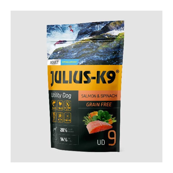 Julius K-9 Utility Dog Hypoallergenic Salmon,spinach Adult (lazac,spenót) száraztáp - Felnõtt kutyák részére (340g)