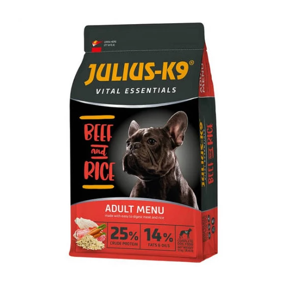 JULIUS K-9 Adult Vital Essentials (marha,rizs) Száraztáp - Felnőtt Kutyák Részére