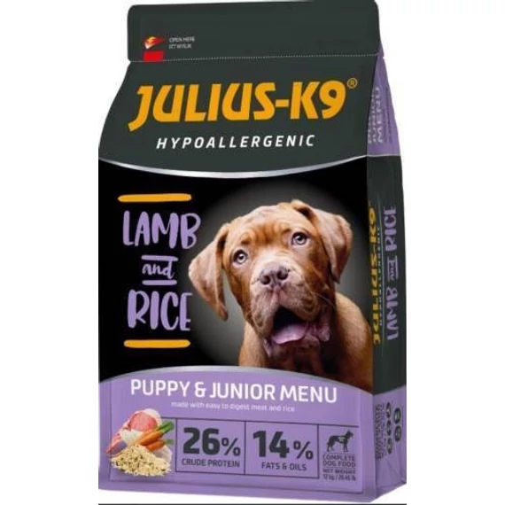 JULIUS K-9 Puppy&Junior Hypoallergenic (bárány,rizs) Száraztáp - Ételallergiás Kölyök Kutyák Részére