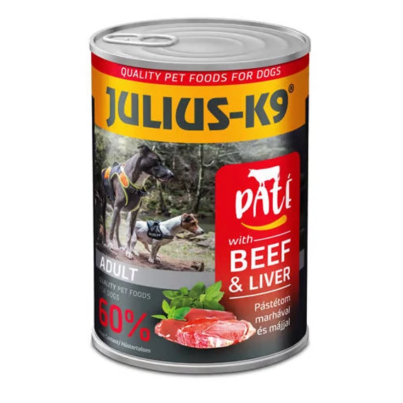 JULIUS - K9 paté beef and liver - nedveseledel (marha,máj) felnõtt kutyák részére (400g)