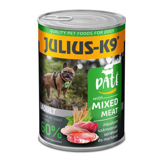JULIUS - K9 paté mixed meat - nedveseledel (szárnyas,sertés,marha) felnõtt kutyák részére (400g)