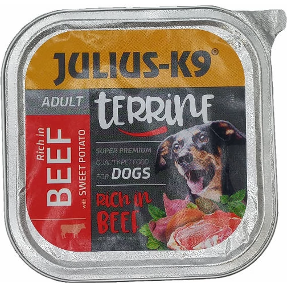 Julius-K9 Dog Terrine Adult Beef& Sweet Potatoes - nedveseledel (marha,édesburgonya) felnõtt kutyák részére (150g)