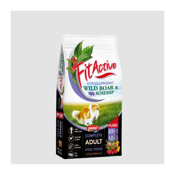 FitActive PURE Hypoallergenic Wild Boar -Rosehip - Száraztáp (vaddisznó,csipkebogyó) Felnőtt Kutyák Részére