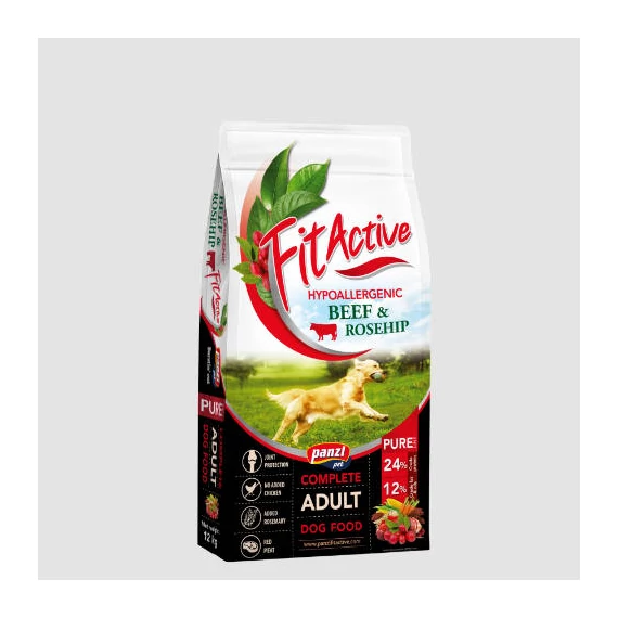 FitActive PURE Hypoallergenic Beef-Rosehip - Száraztáp (marha,csipkebogyó) Felnőtt Kutyák Részére