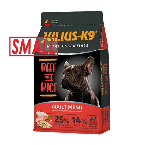 JULIUS K-9 12kg Adult Vital Essentials (marha,rizs) SMALL Száraztáp - Felnőtt Kutyák Részére