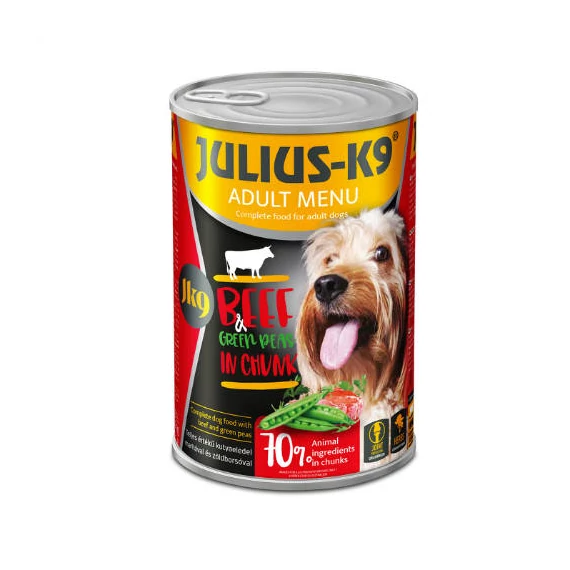 Julius-K9 konzerv Adult - nedveseledel (marha,borsó) felnõtt kutyák részére (1240g)