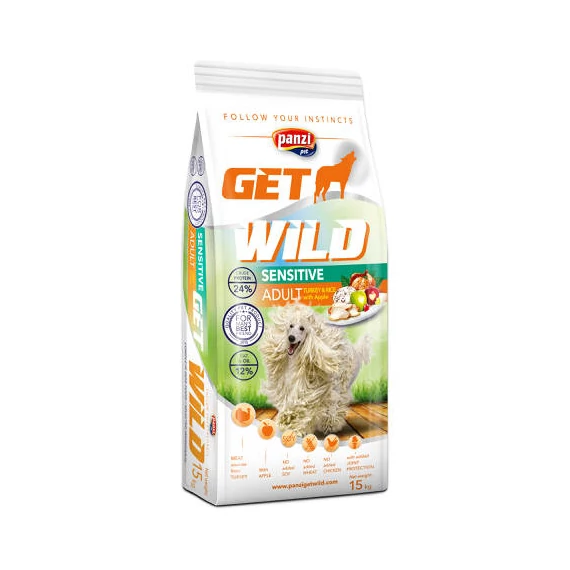 GetWild 15kg Adult Sensitive Turkey (chicken&wheat free) - Pulyka (csirke és búzamentes)