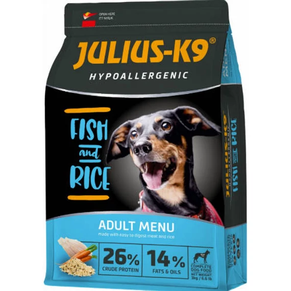 JULIUS K-9 12kg Adult Small Hypoallergenic (hal,rizs) Száraztáp - Ételallergiás Felnőtt Kutyák Részére