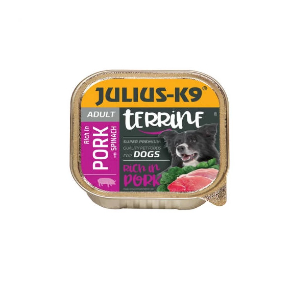 Julius-K9 Dog Terrine Adult Pork&Spinach - Nedveseledel (sertés,spenót) Felnőtt Kutyák Részére (150g)