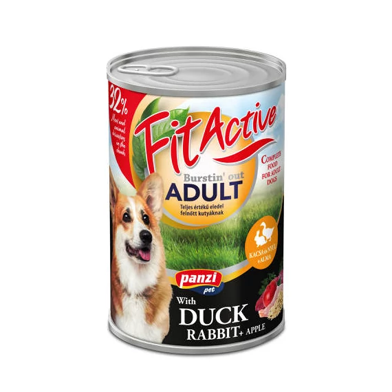 FitActive konzerv Adult - nedveseledel (kacsa-nyúl) felnõtt kutyák részére (1240g)