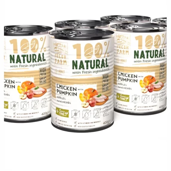 Fresh Farm Nedves Kutyaeledel, Pástétom Csirkével, Sütőtökkel, Almával És Gyógynövényekkel