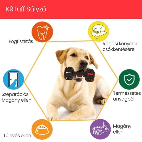 K9Tuff Súlyzó ultraerős gumijáték L méret Fekete