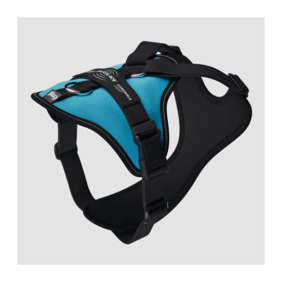 Julius-K9 Longwalk Light kutyahám nyomkövető táskával, hámfelírattal, aquamarine, L
