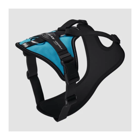 Julius-K9 Longwalk Light Kutyahám Nyomkövető Táskával, Hámfelírattal, Aquamarine, XS