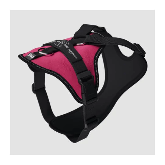 Julius-K9 Longwalk Light kutyahám nyomkövető táskával, hámfelírattal, sötét pink, 2XL