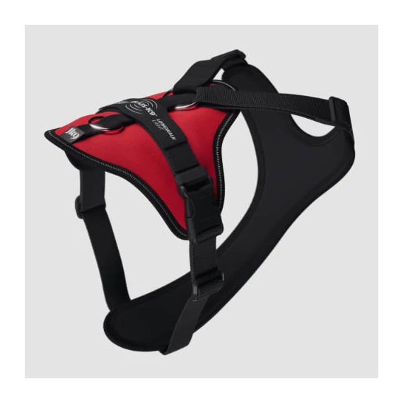 Julius-K9 Longwalk Light Kutyahám Nyomkövető Táskával, Hámfelírattal, Piros, S